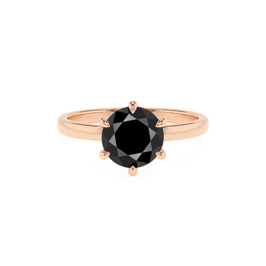 natural black-onyx round solitaire rings in rose gold 