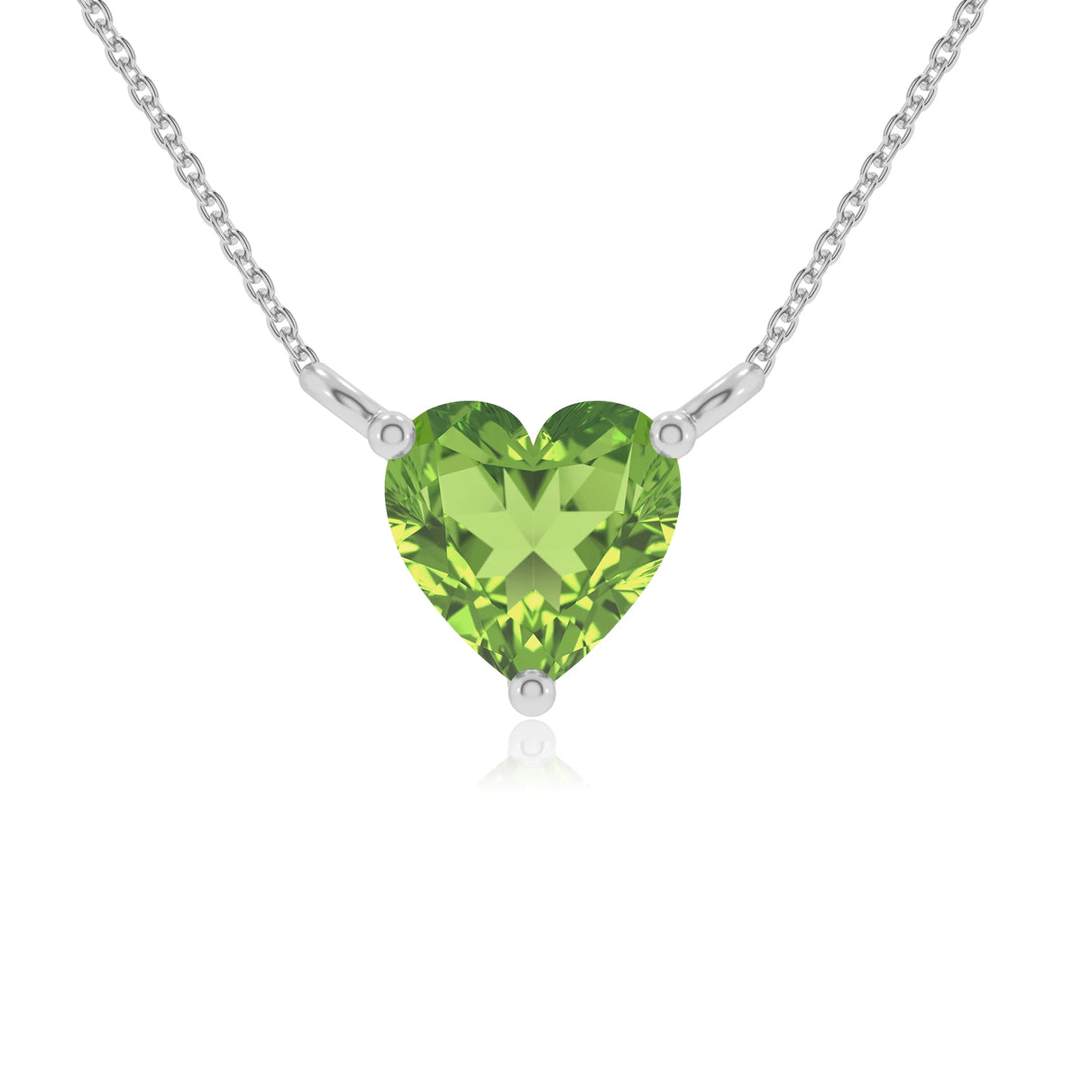 natural peridot heart solitaire necklaces in sterling silver 