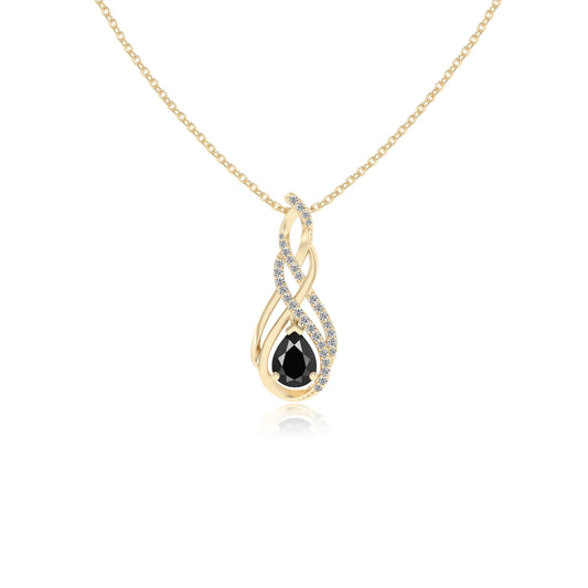 natural black-onyx pear solitaire necklaces in yellow gold 