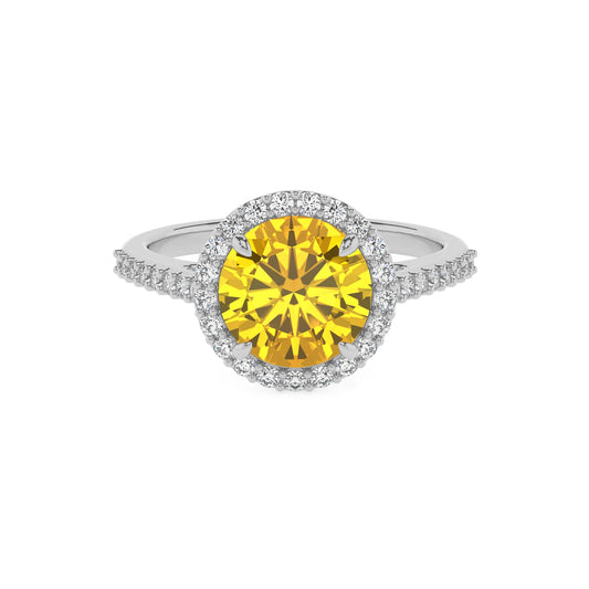 lab grown yellow-sapphire round solitaire rings in white gold 
