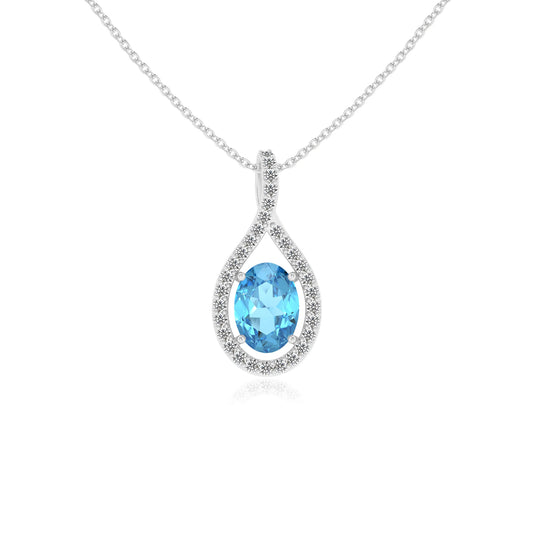 natural swiss-blue-topaz oval solitaire necklaces in platinum 