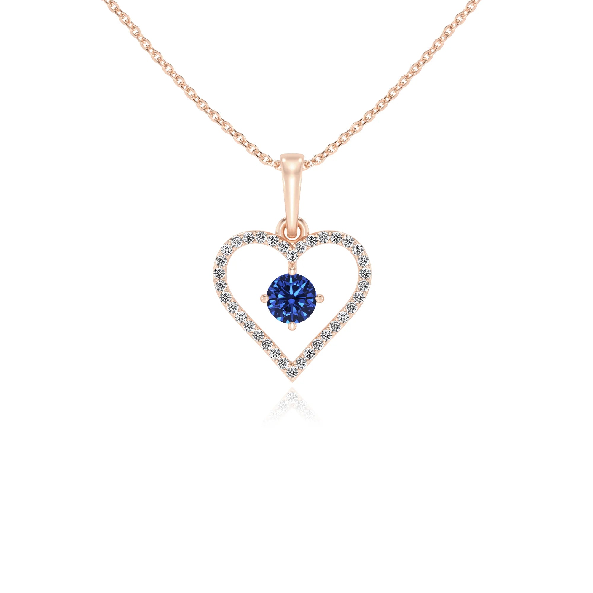 lab grown blue-sapphire round infinity necklaces in rose gold 