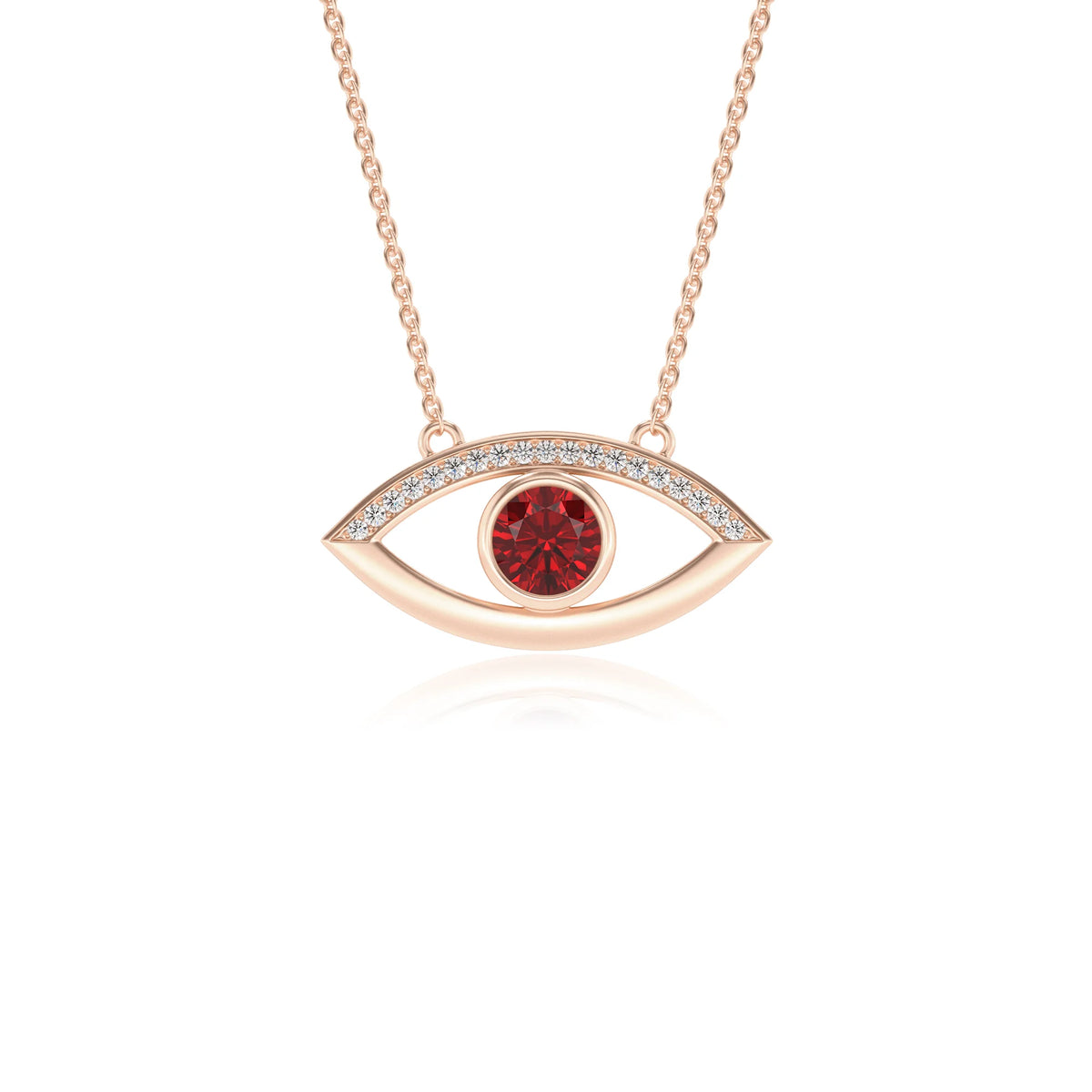 lab grown ruby round solitaire necklaces in rose gold 