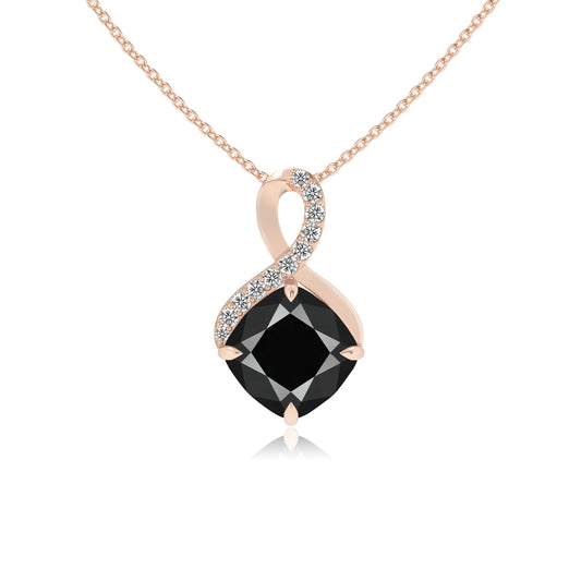 natural black-onyx cushion infinity necklaces in rose gold 