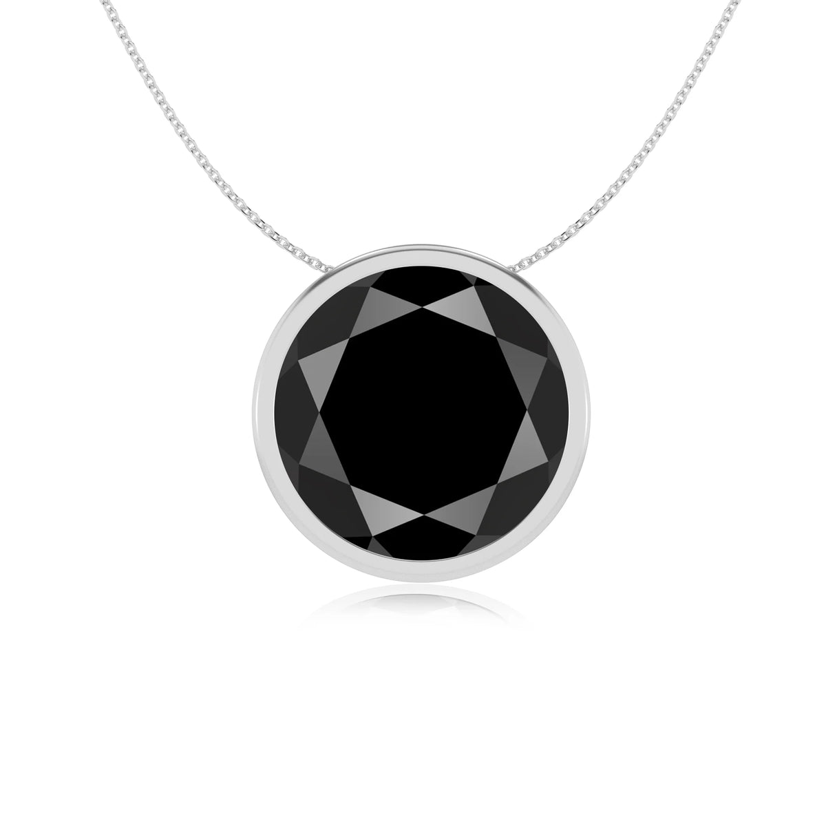 natural black-onyx round solitaire necklaces in platinum 