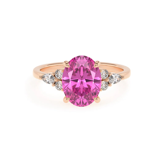 lab grown pink-sapphire oval solitaire rings in rose gold 