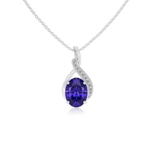 lab grown tanzanite oval solitaire necklaces in sterling silver 