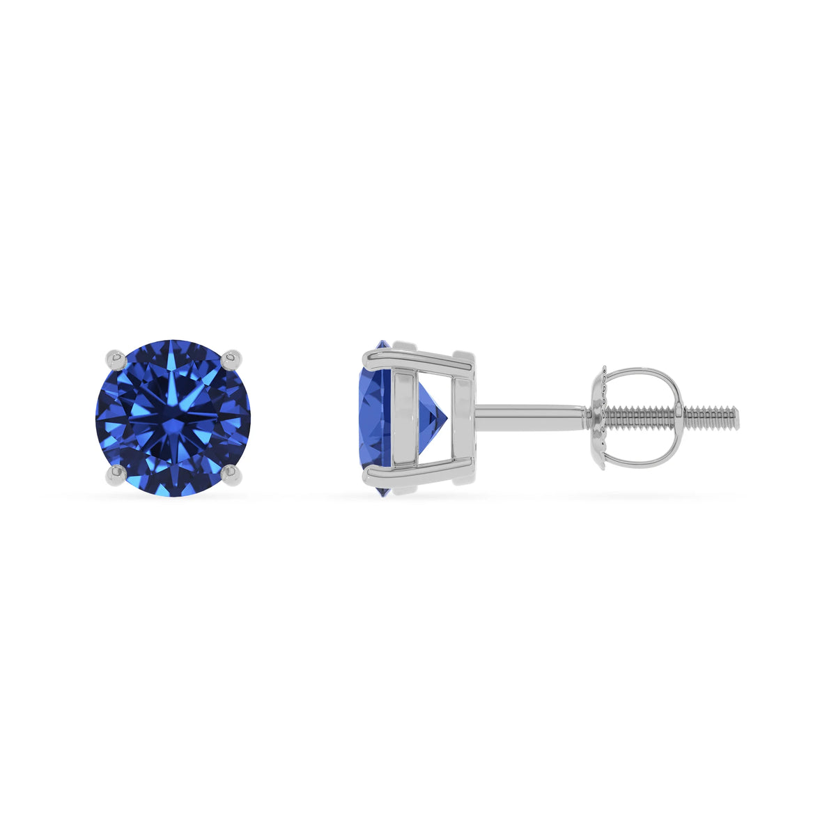 lab grown blue sapphire round stud earrings in sterling silver 