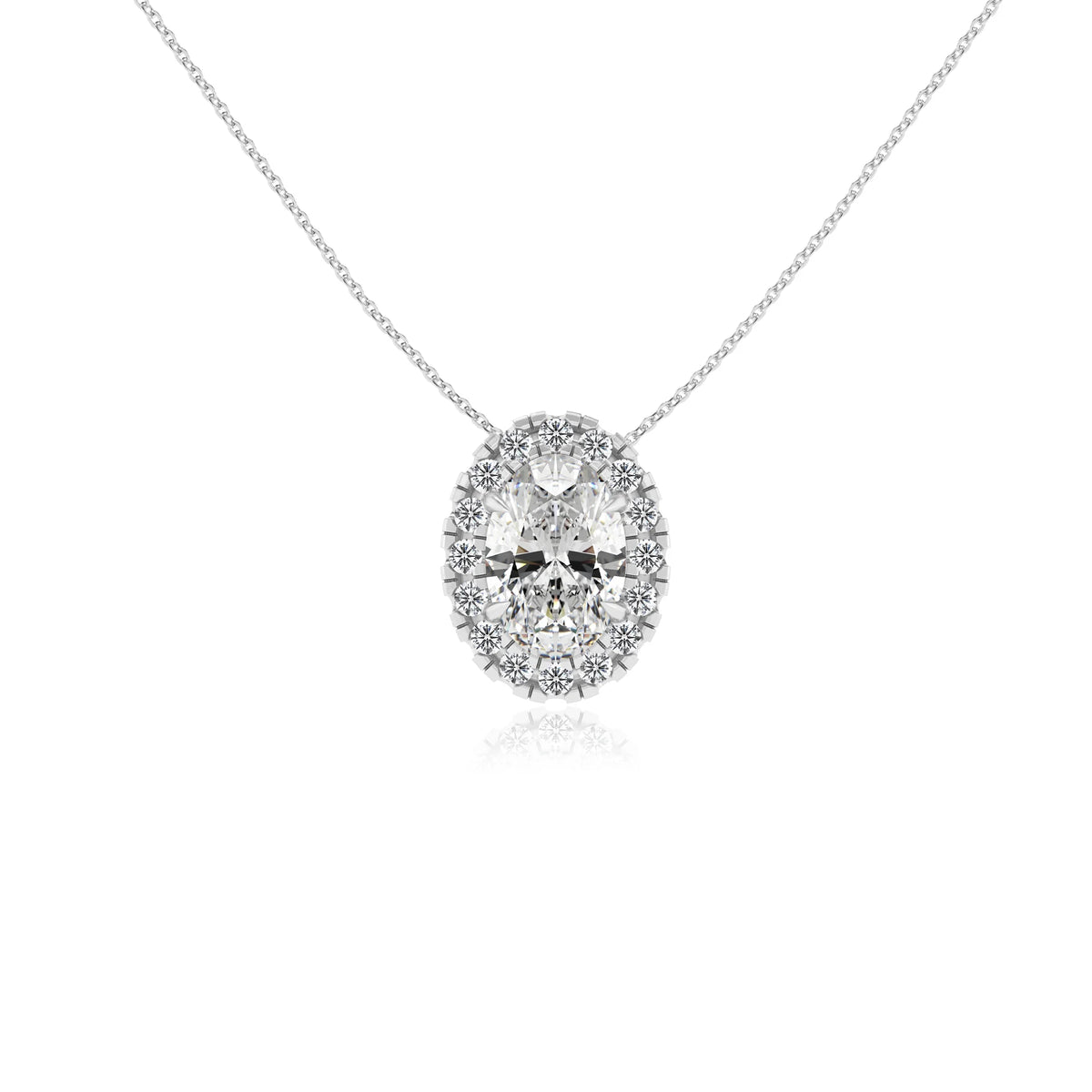 lab grown moissanite oval solitaire necklaces in platinum 