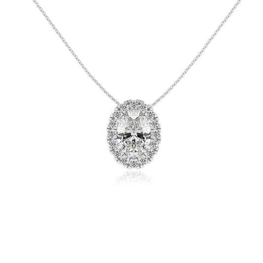 lab grown moissanite oval solitaire necklaces in platinum 