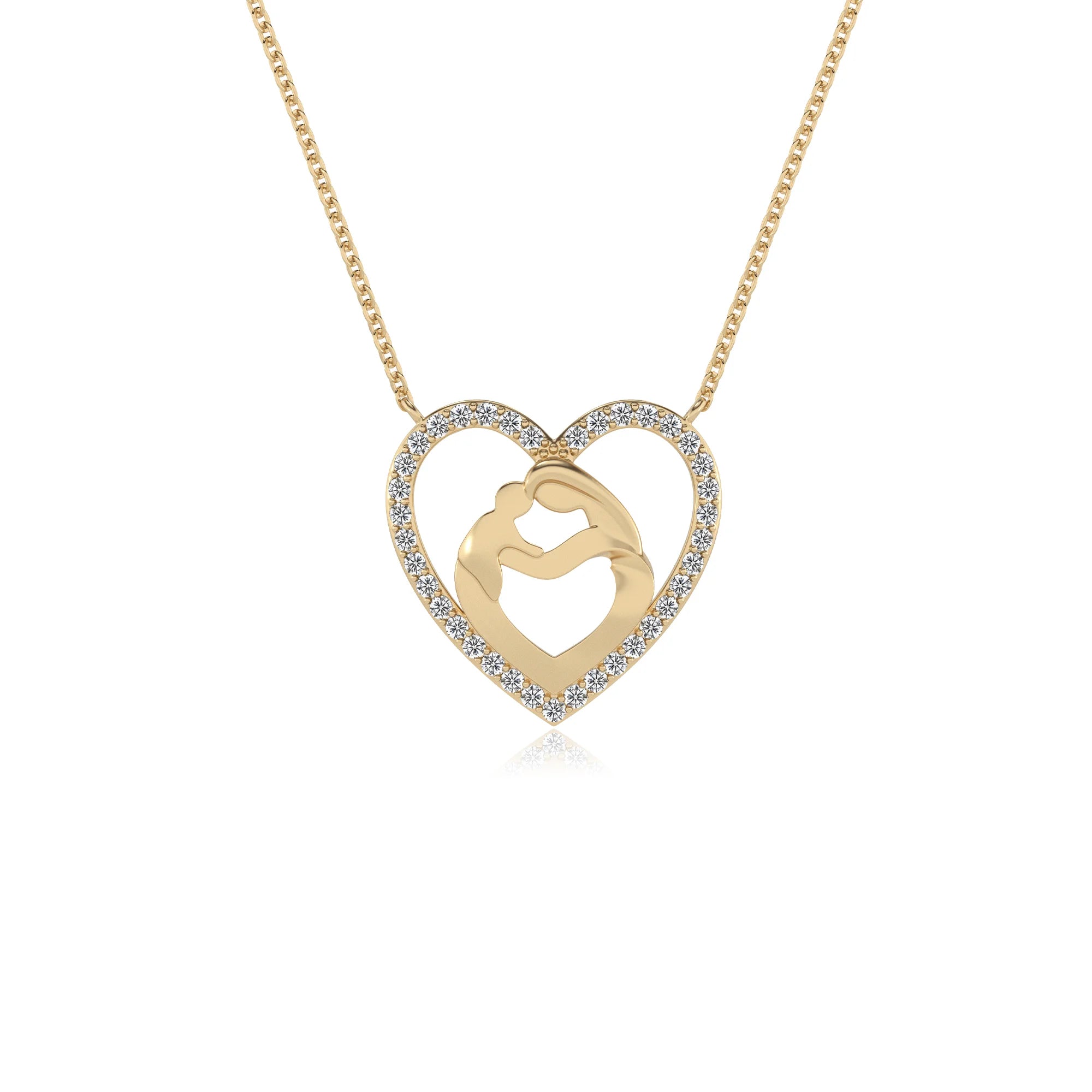 lab grown moissanite round necklaces in yellow gold 