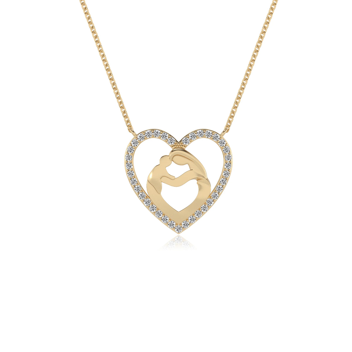 lab grown moissanite round necklaces in yellow gold 