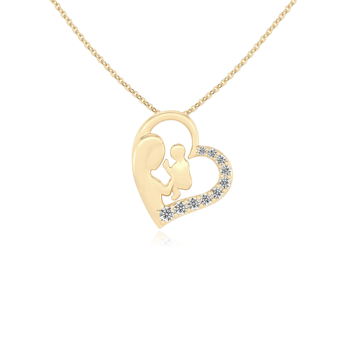 lab grown diamond round necklaces in yellow gold 