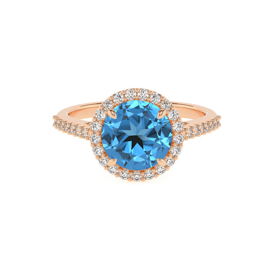natural swiss-blue-topaz round solitaire rings in rose gold 