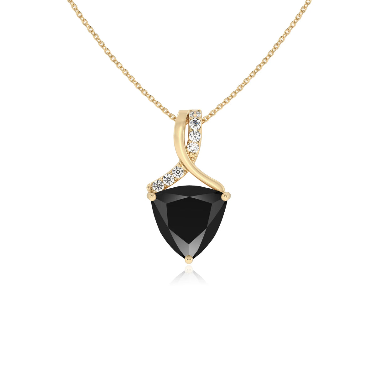 natural black-onyx trillion solitaire necklaces in yellow gold 