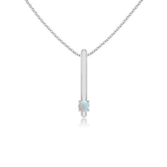 lab grown opal round bar necklaces in white gold 