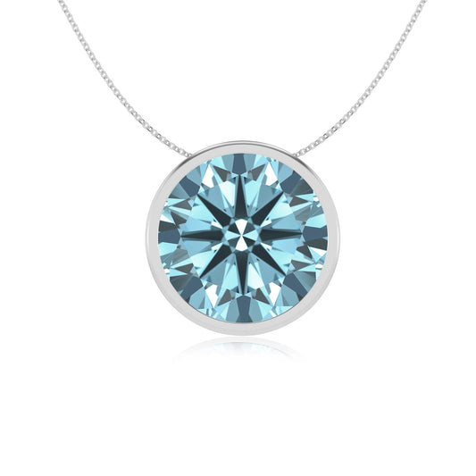 lab grown aquamarine round solitaire necklaces in platinum 