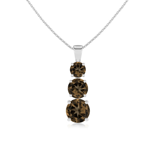 natural smoky-quartz round bar v-bale necklaces in platinum 