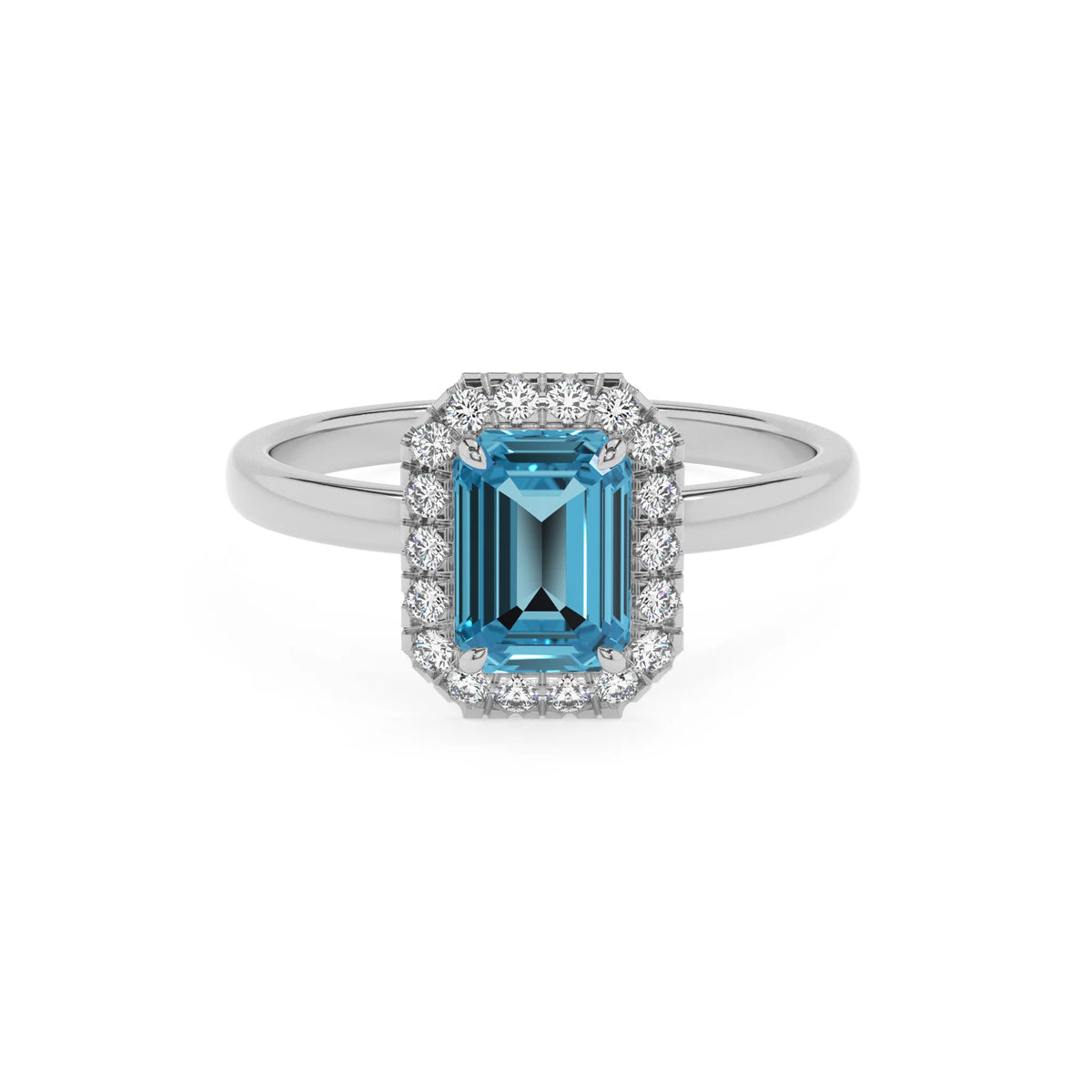 natural swiss-blue-topaz emerald cut solitaire rings in sterling silver 