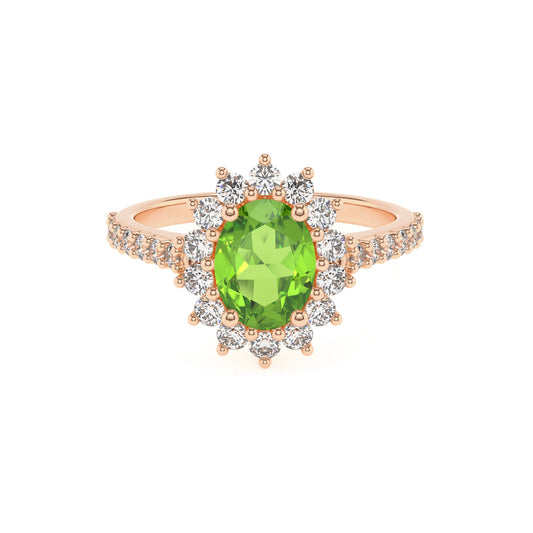 natural peridot oval solitaire rings in rose gold 