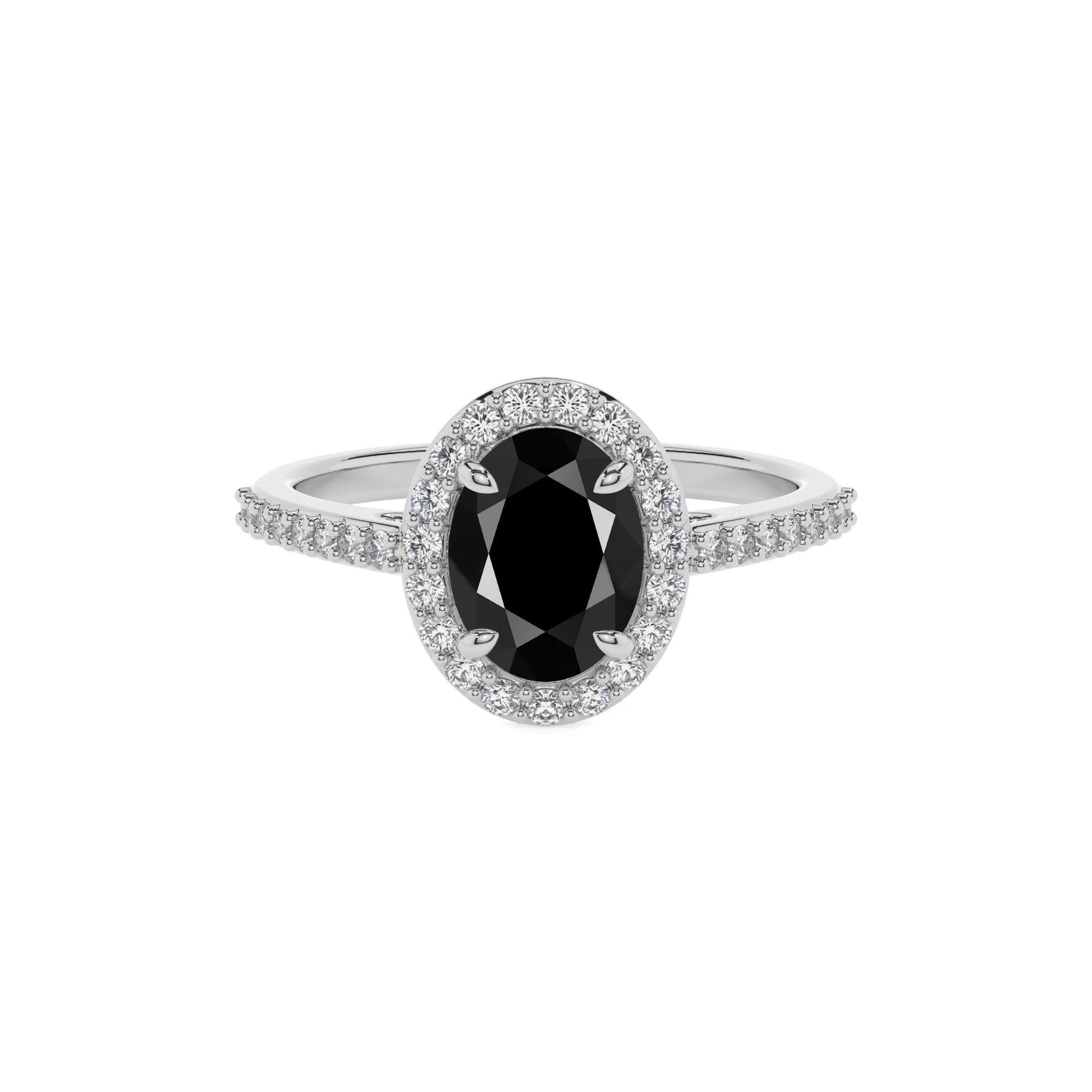 natural black-onyx oval solitaire rings in platinum 