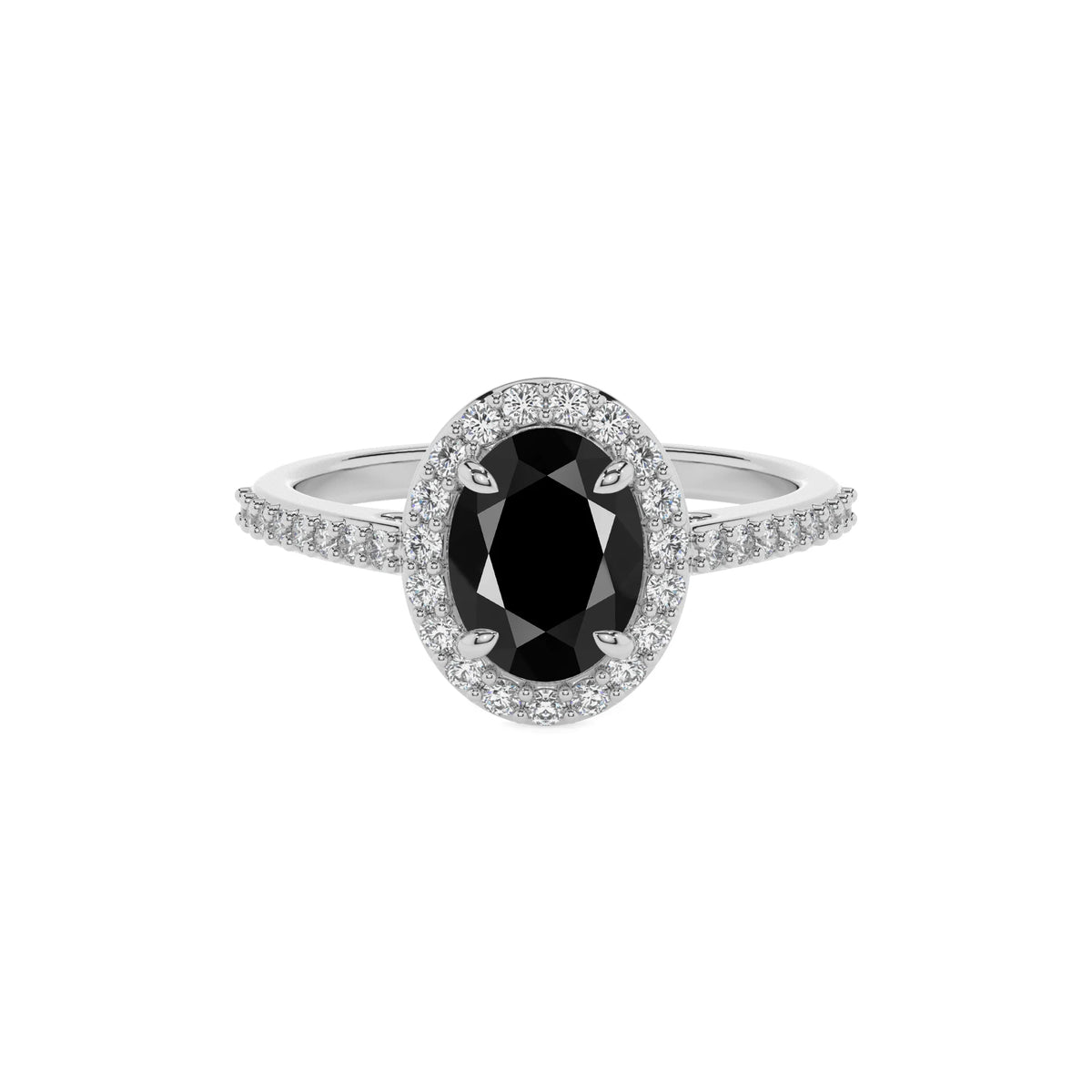 natural black-onyx oval solitaire rings in platinum 