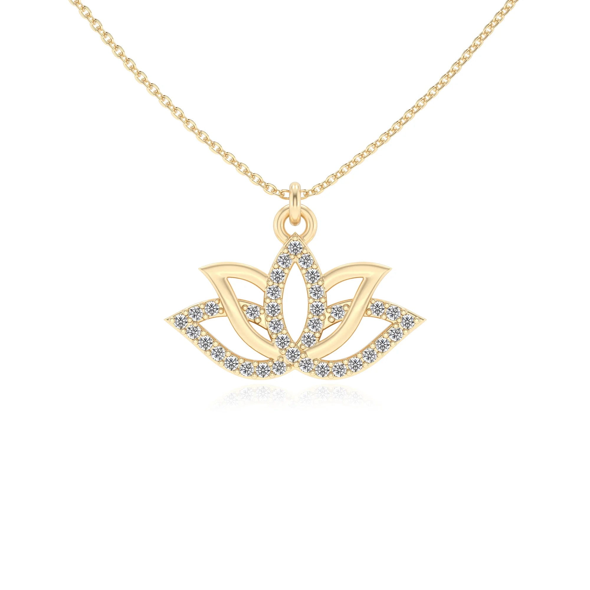 lab grown diamond round infinity necklaces in yellow gold 