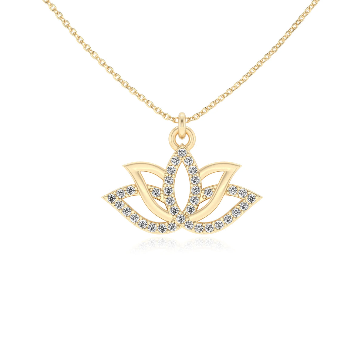 lab grown diamond round infinity necklaces in yellow gold 