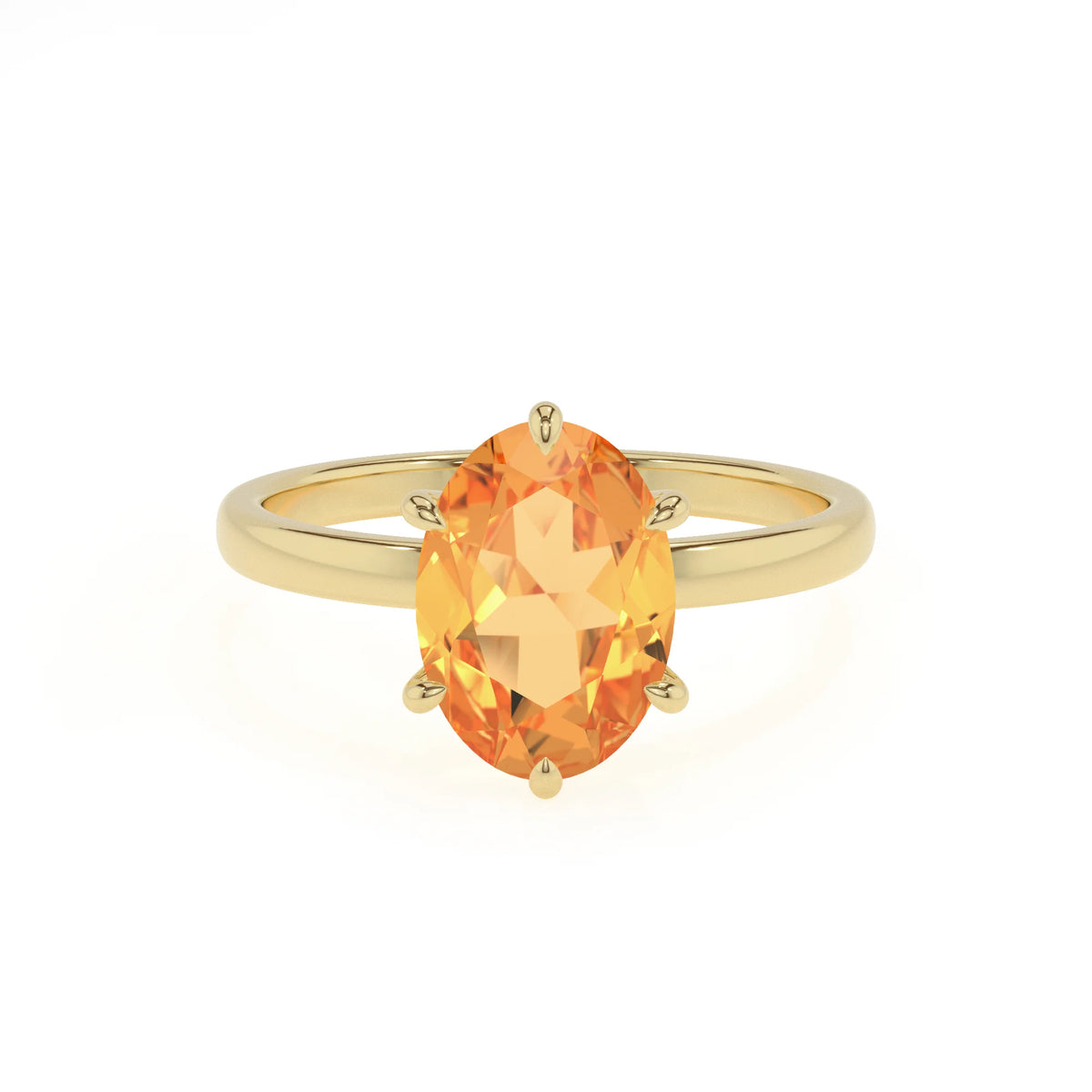 lab grown citrine oval solitaire rings in yellow gold 