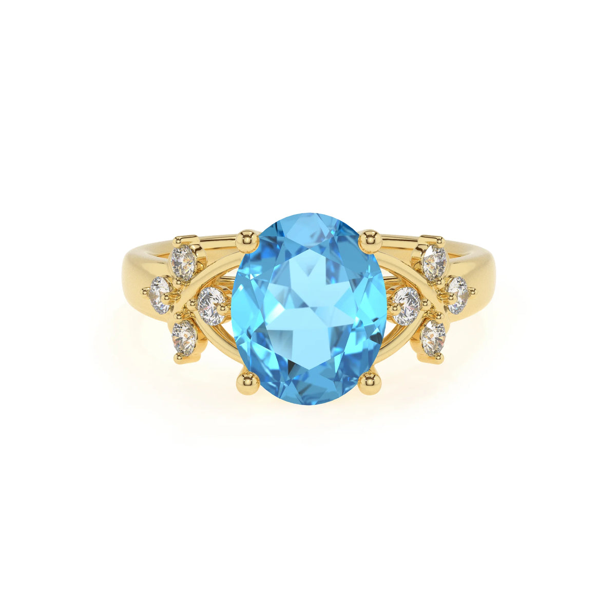 natural swiss-blue-topaz oval solitaire rings in yellow gold 