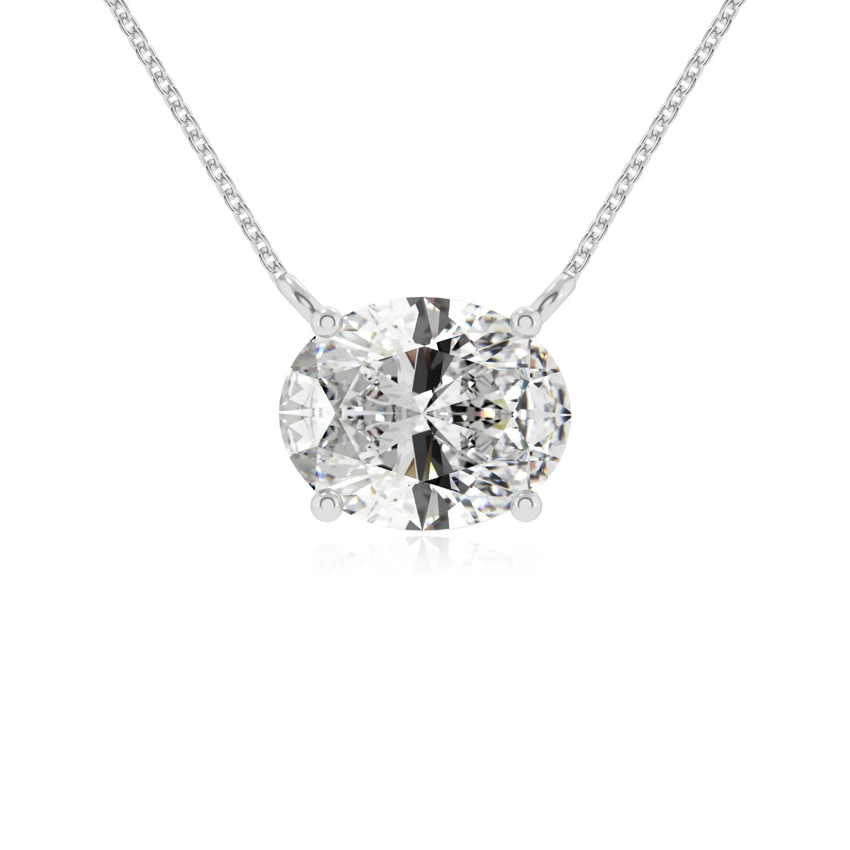 lab grown moissanite oval solitaire necklaces in platinum 