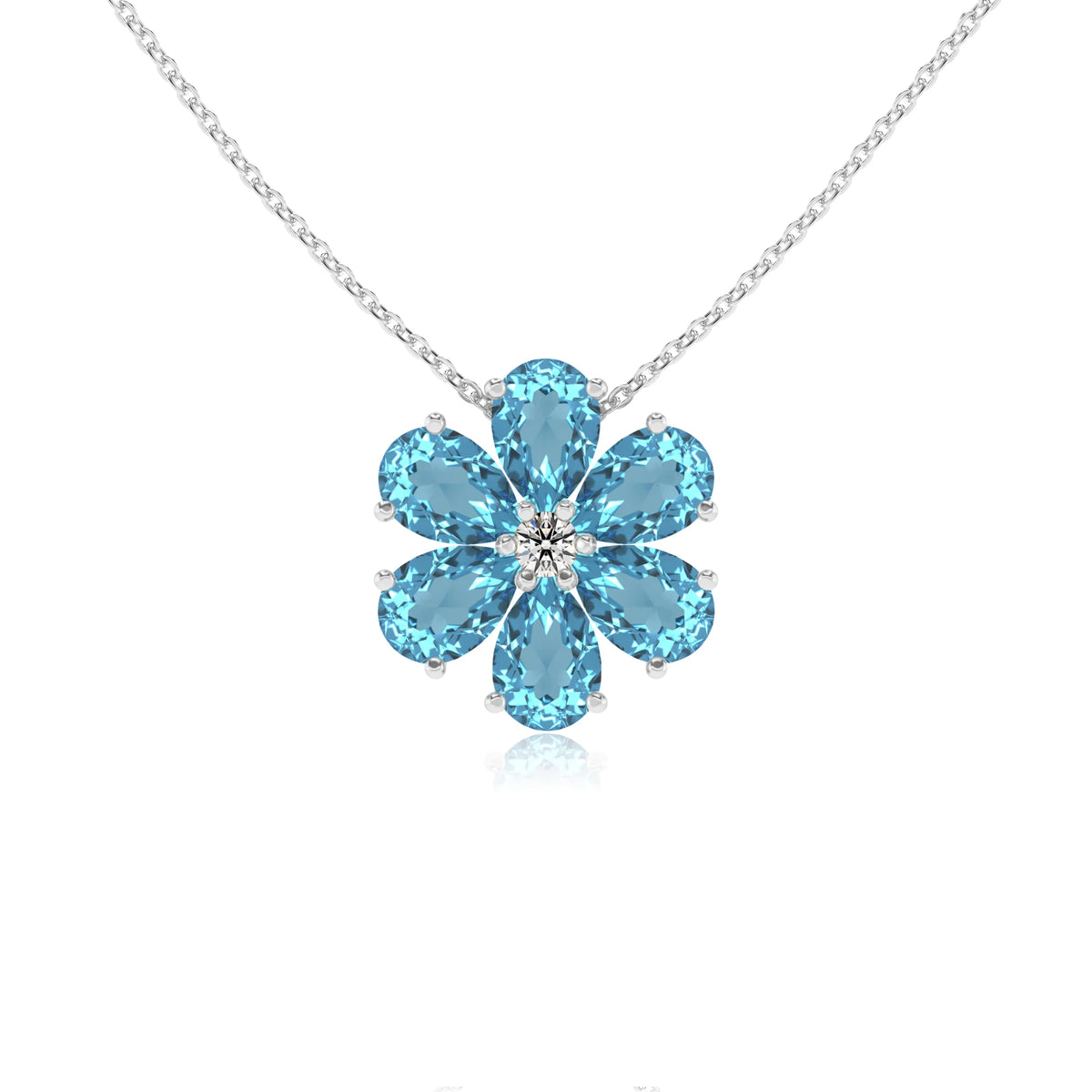 natural swiss-blue-topaz pear solitaire necklaces in white gold 