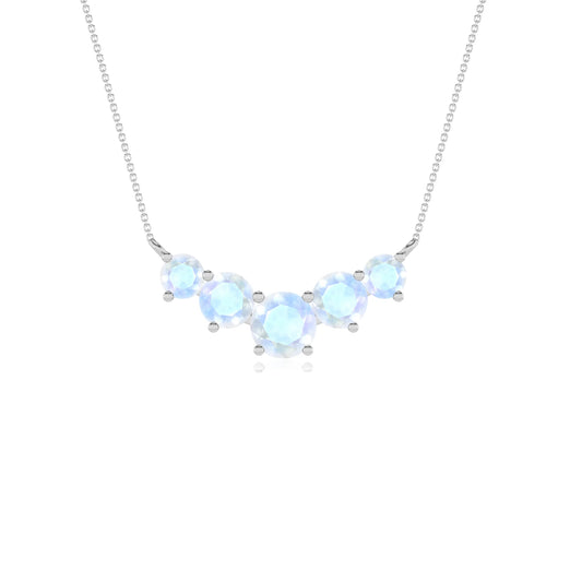 natural rainbow-moonstone round bar necklaces in sterling silver 