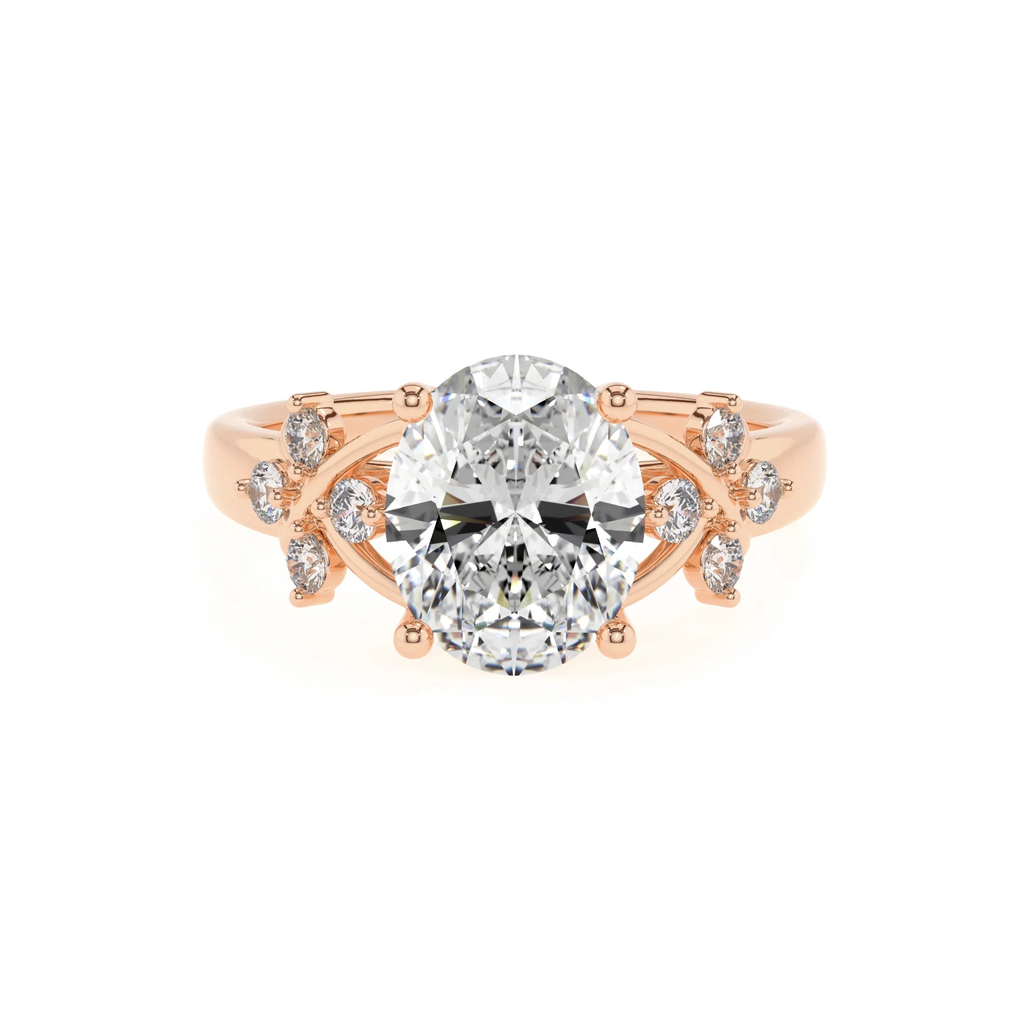 lab grown moissanite oval solitaire rings in rose gold 