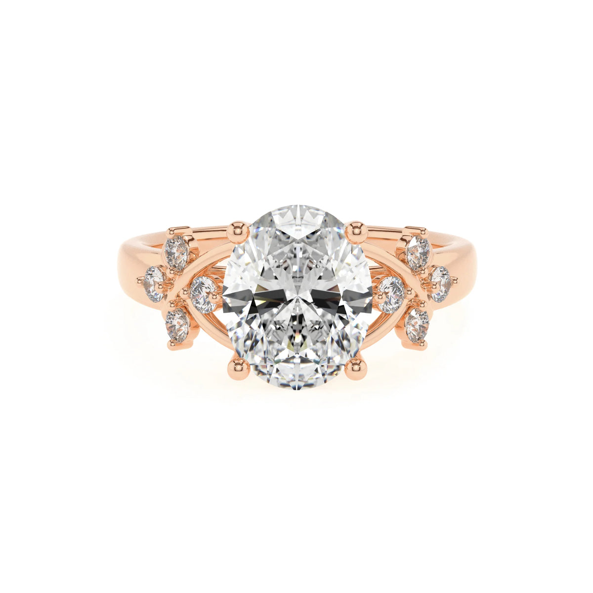 lab grown moissanite oval solitaire rings in rose gold 