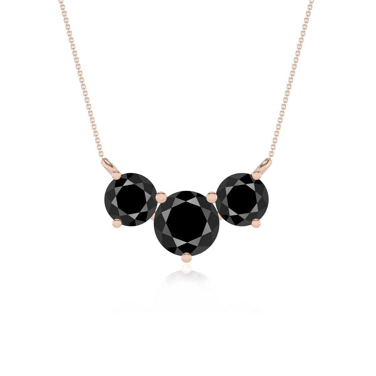 natural black-onyx round solitaire v-bale necklaces in rose gold 