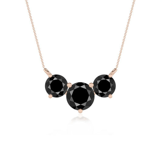 natural black-onyx round solitaire v-bale necklaces in rose gold 