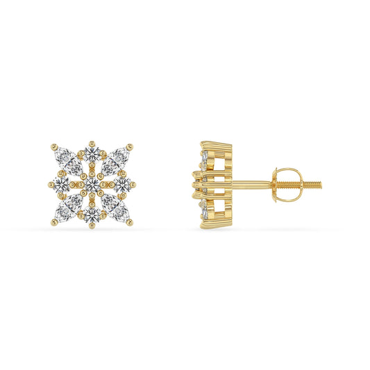 lab grown diamond marquise stud earrings in yellow gold 