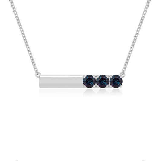 lab grown alexandrite round bar v-bale necklaces in white gold 