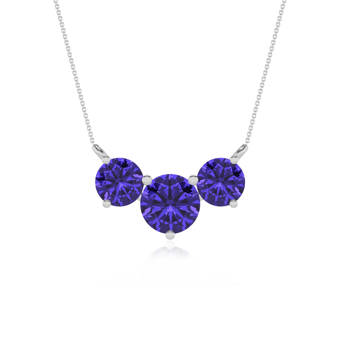 lab grown tanzanite round solitaire v-bale necklaces in platinum 