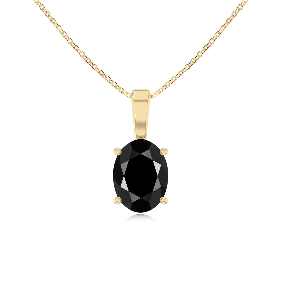 natural black-onyx oval solitaire necklaces in yellow gold 