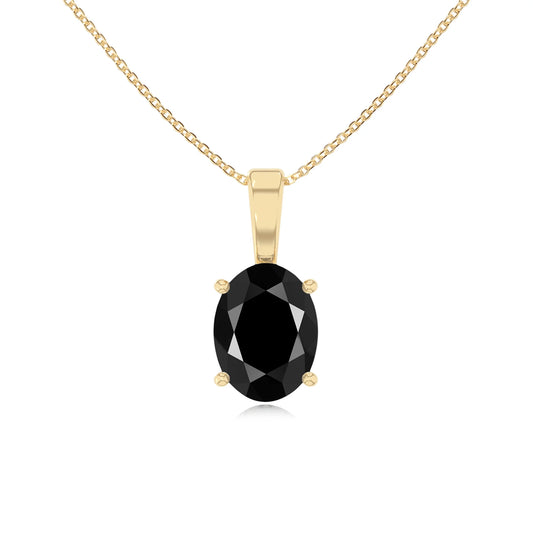 natural black-onyx oval solitaire necklaces in yellow gold 