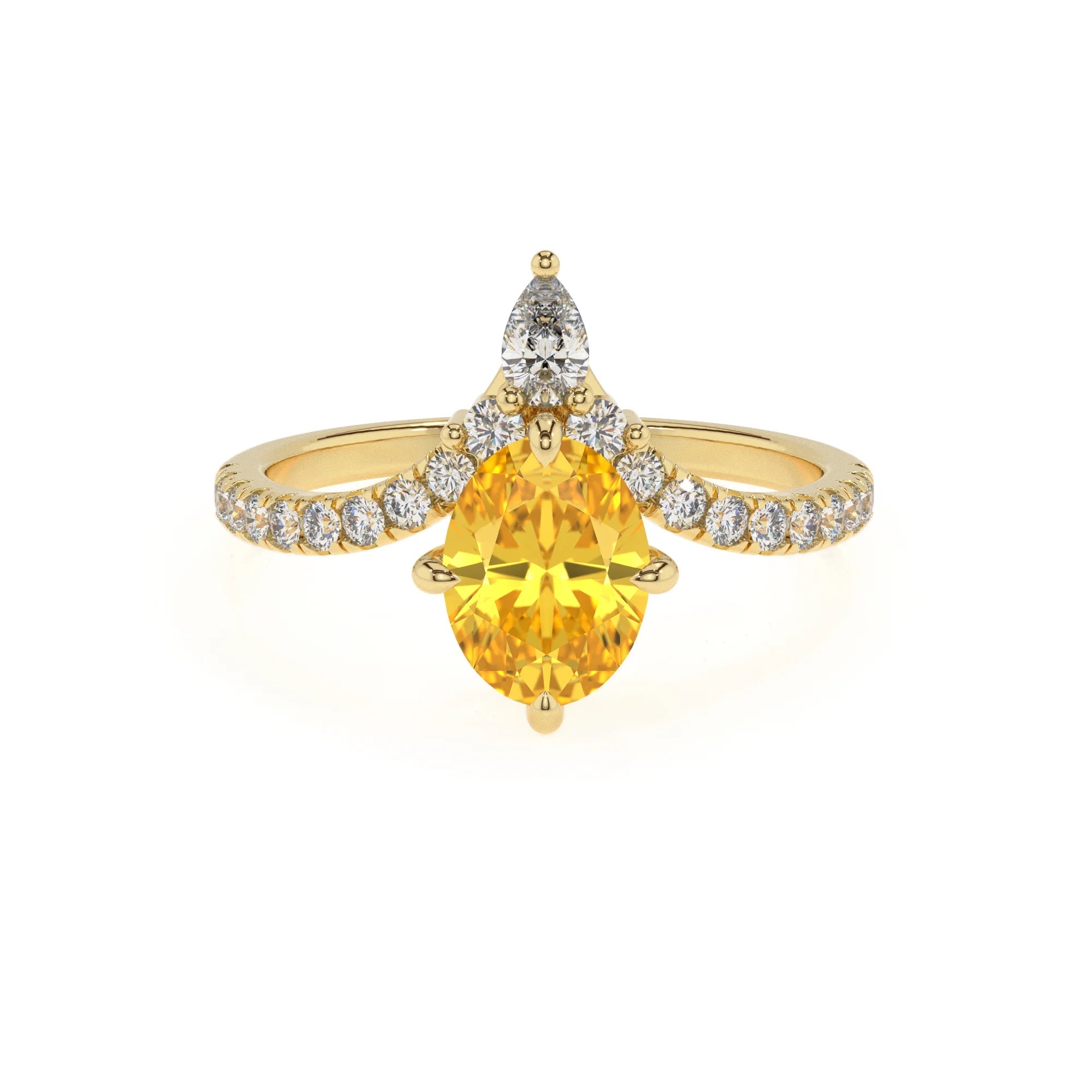 lab grown yellow-sapphire oval solitaire rings in yellow gold 