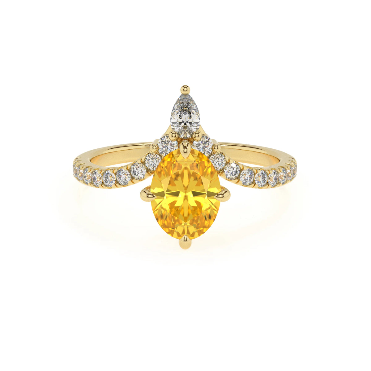 lab grown yellow-sapphire oval solitaire rings in yellow gold 