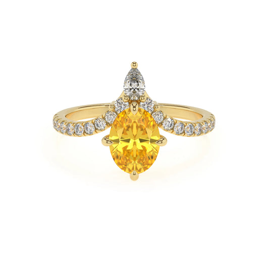 lab grown yellow-sapphire oval solitaire rings in yellow gold 