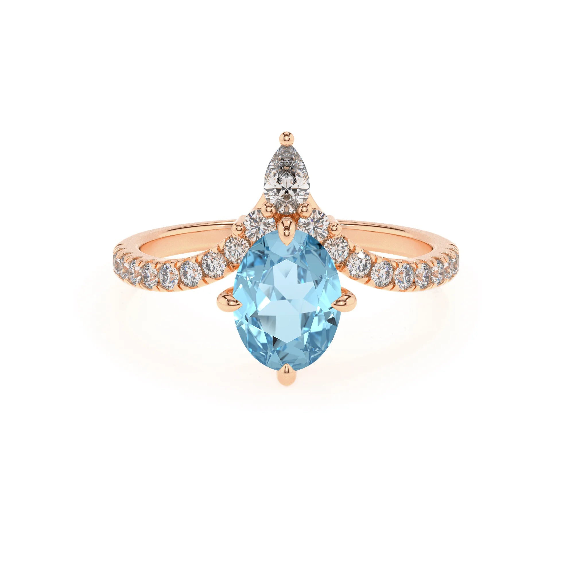 lab grown aquamarine oval solitaire rings in rose gold 