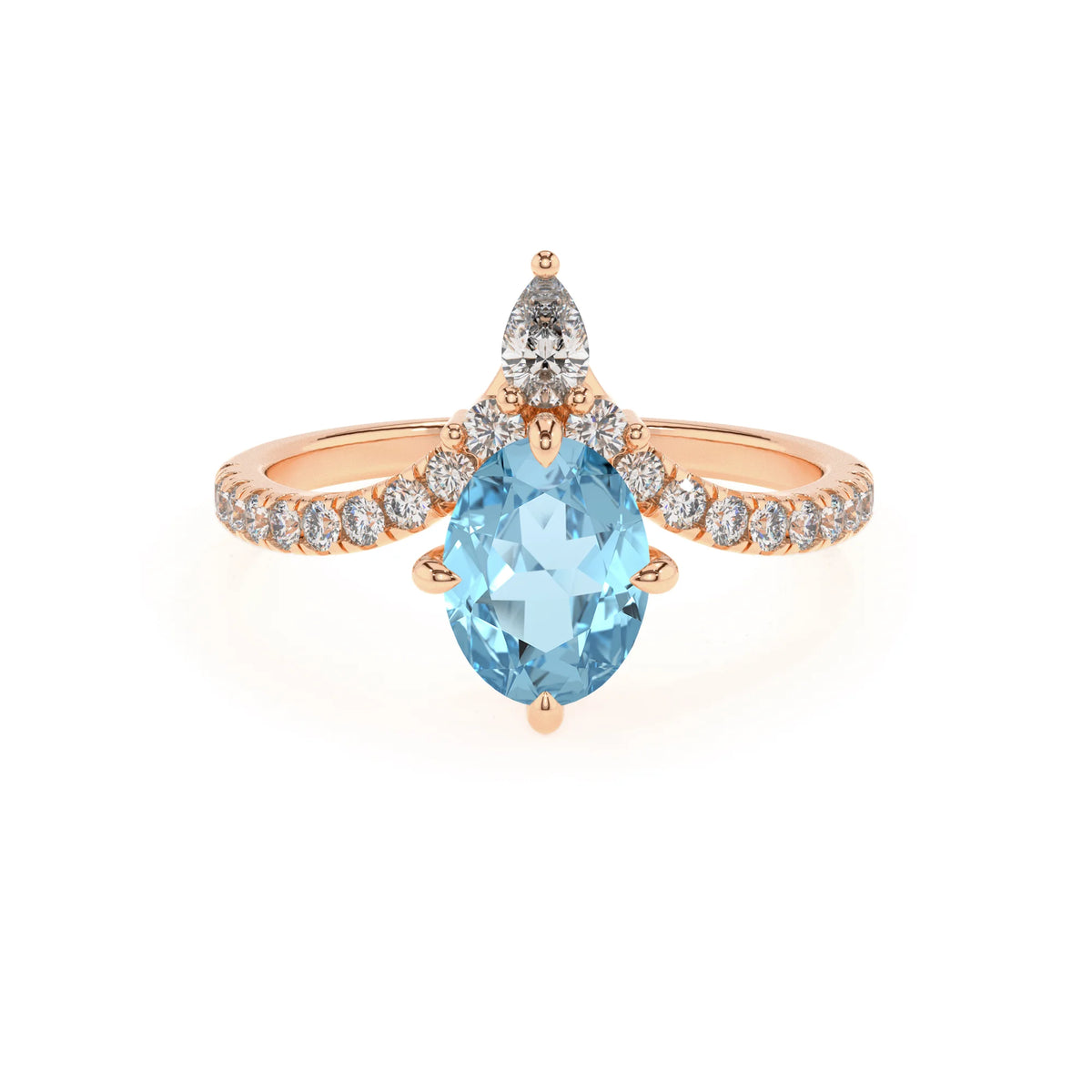 lab grown aquamarine oval solitaire rings in rose gold 
