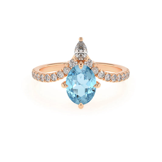 lab grown aquamarine oval solitaire rings in rose gold 