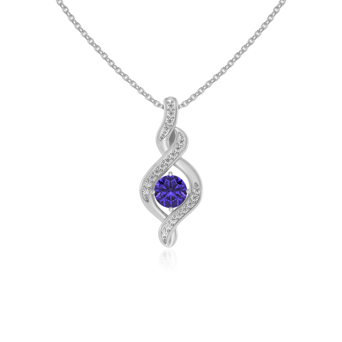 lab grown tanzanite round solitaire necklaces in platinum 