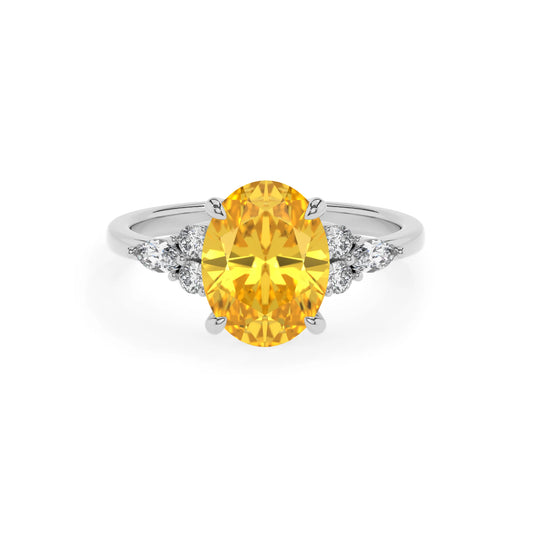 lab grown yellow-sapphire oval solitaire rings in white gold 